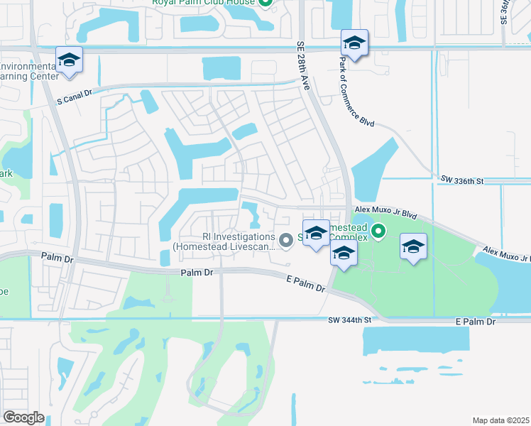 map of restaurants, bars, coffee shops, grocery stores, and more near 2501 Southeast 19th Place in Homestead