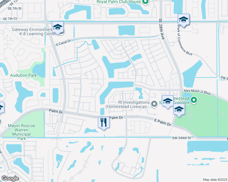 map of restaurants, bars, coffee shops, grocery stores, and more near 1944 Southeast 23rd Avenue in Homestead