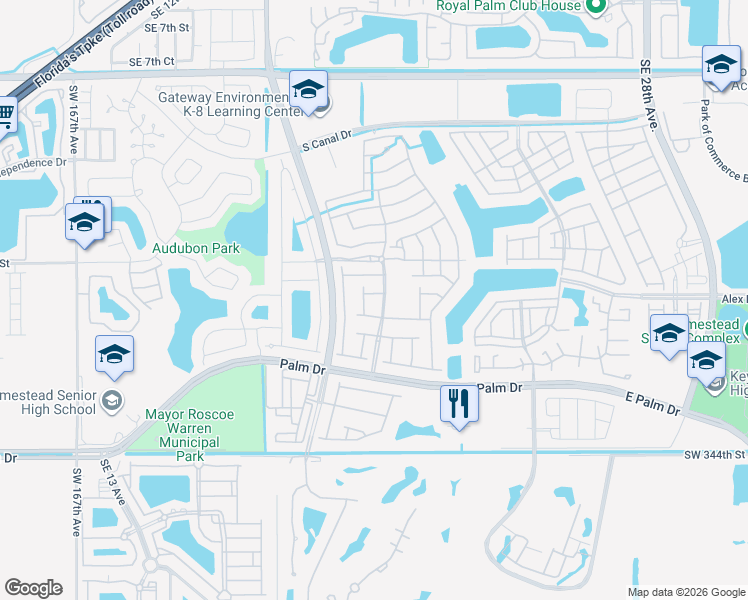 map of restaurants, bars, coffee shops, grocery stores, and more near 1791 Southeast 19th Avenue in Homestead