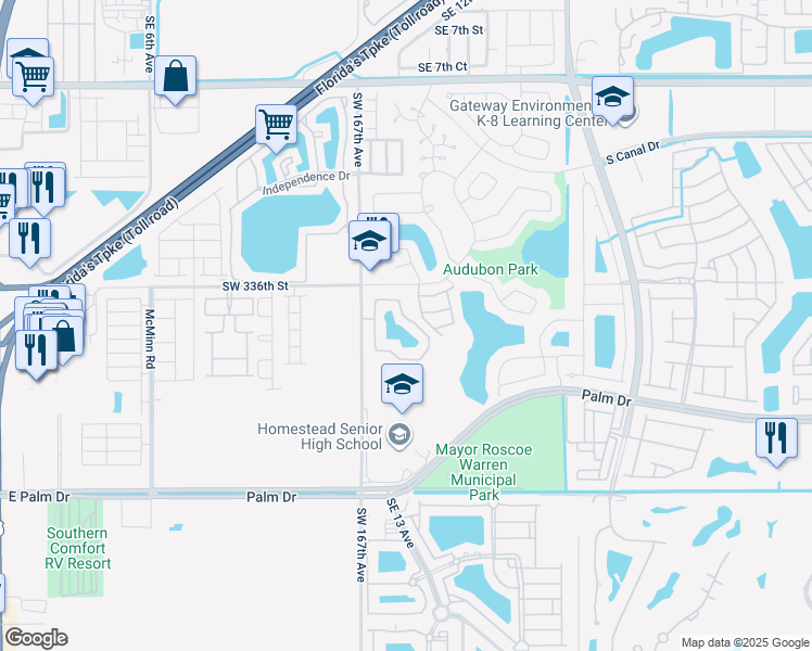 map of restaurants, bars, coffee shops, grocery stores, and more near 2105 San Remo Circle in Homestead