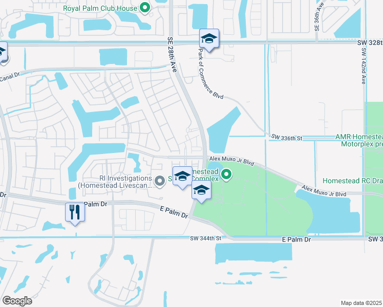 map of restaurants, bars, coffee shops, grocery stores, and more near 2702 Southeast 15th Court in Homestead