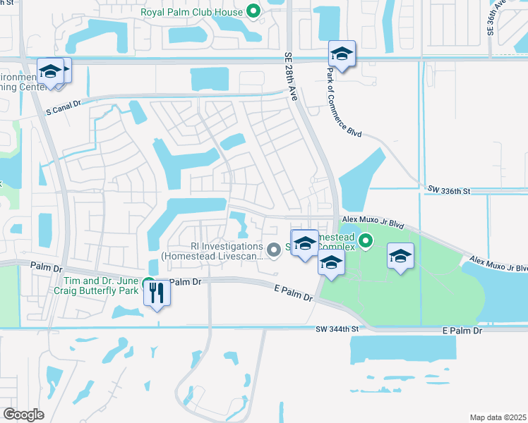 map of restaurants, bars, coffee shops, grocery stores, and more near 1470 Southeast 26th Avenue in Homestead