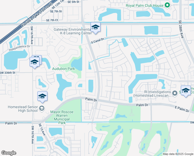 map of restaurants, bars, coffee shops, grocery stores, and more near 1721 Southeast 17th Avenue in Homestead