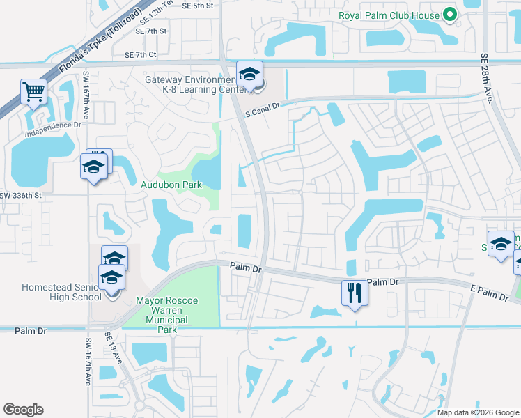 map of restaurants, bars, coffee shops, grocery stores, and more near 1698 Southeast 18th Terrace in Homestead