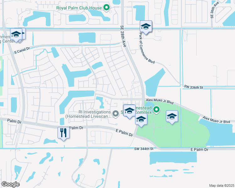 map of restaurants, bars, coffee shops, grocery stores, and more near 1470 Southeast 26th Avenue in Homestead