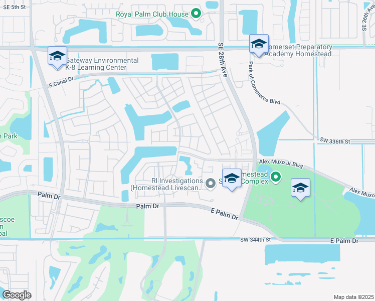 map of restaurants, bars, coffee shops, grocery stores, and more near 2498 Southeast 15th Court in Homestead