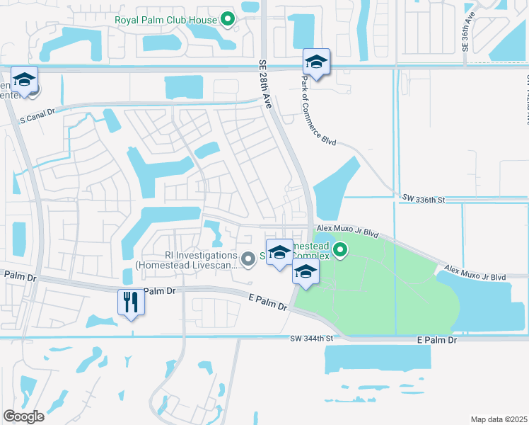 map of restaurants, bars, coffee shops, grocery stores, and more near 1474 Southeast 26th Avenue in Homestead