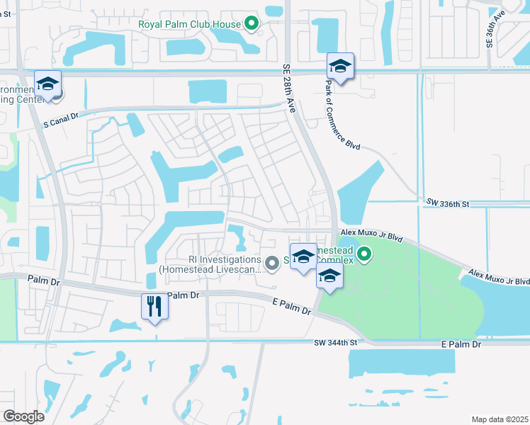 map of restaurants, bars, coffee shops, grocery stores, and more near 1470 Southeast 26th Avenue in Homestead