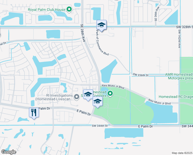 map of restaurants, bars, coffee shops, grocery stores, and more near 2702 Southeast 15th Court in Homestead