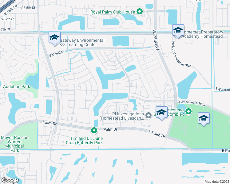 map of restaurants, bars, coffee shops, grocery stores, and more near 2374 Southeast 15th Street in Homestead