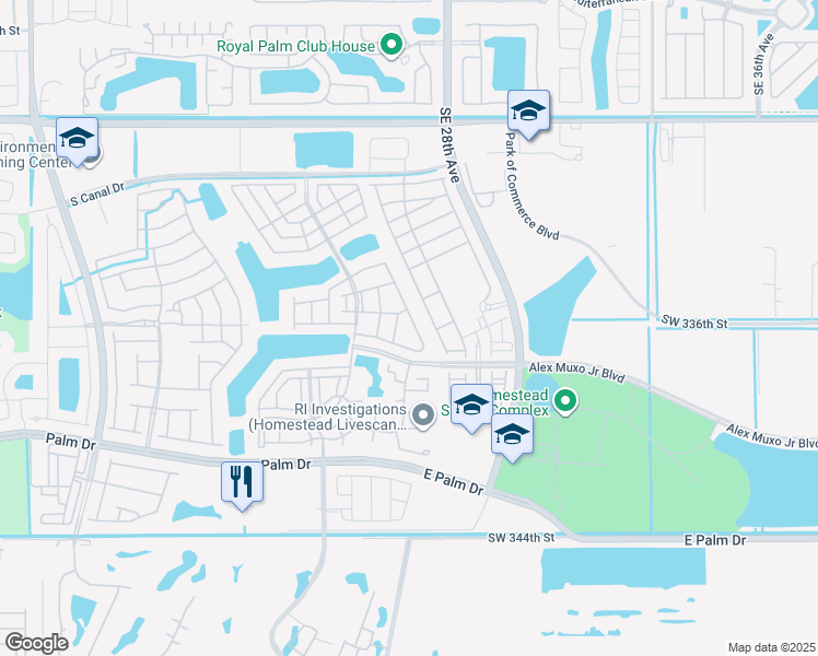 map of restaurants, bars, coffee shops, grocery stores, and more near 1470 Southeast 26th Avenue in Homestead