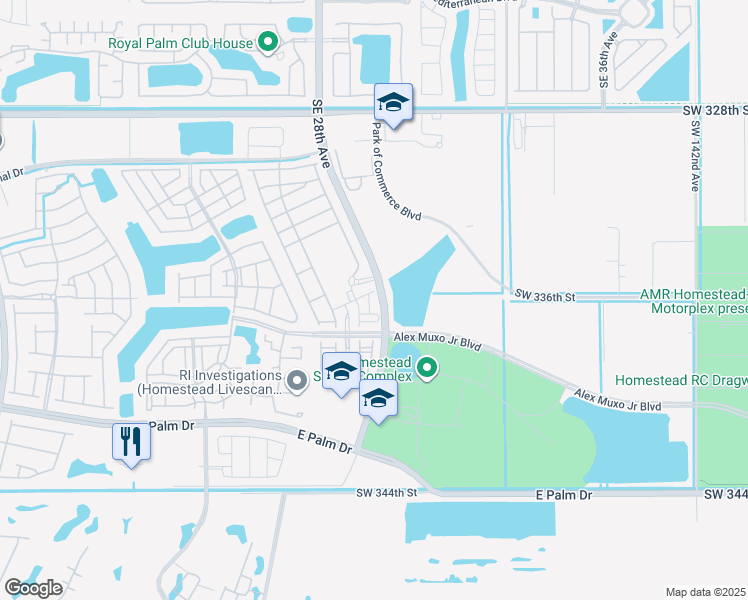 map of restaurants, bars, coffee shops, grocery stores, and more near 2702 Southeast 15th Court in Homestead