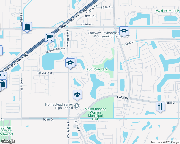 map of restaurants, bars, coffee shops, grocery stores, and more near 1621 Greer Avenue in Homestead