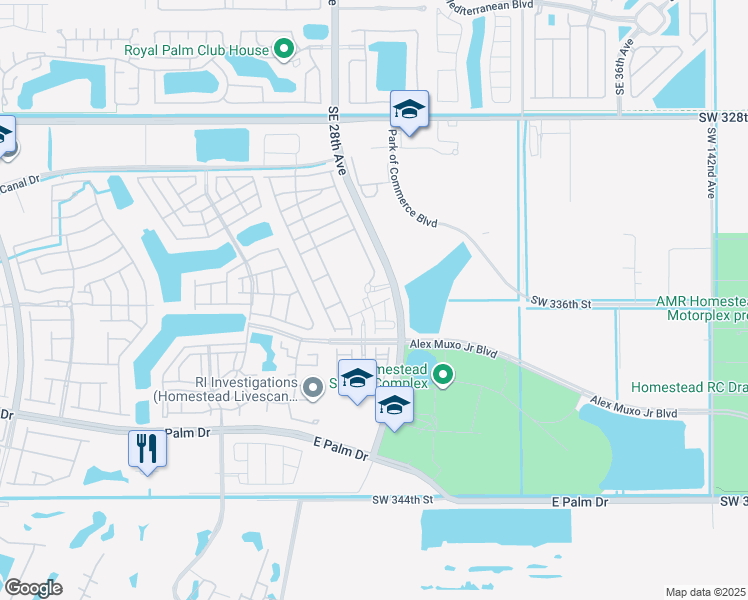 map of restaurants, bars, coffee shops, grocery stores, and more near 2702 Southeast 15th Court in Homestead