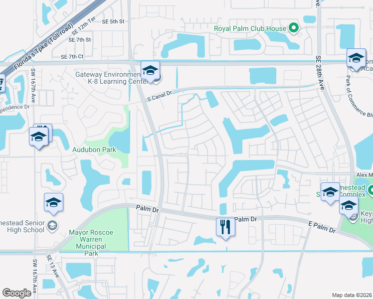 map of restaurants, bars, coffee shops, grocery stores, and more near 1916 Southeast 14th Court in Homestead