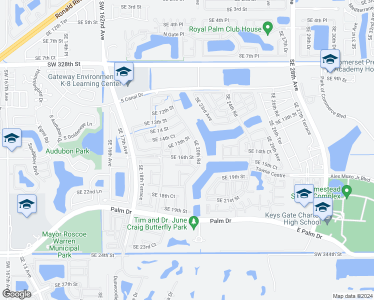 map of restaurants, bars, coffee shops, grocery stores, and more near 1558 Southeast 20th Place in Homestead