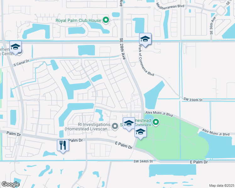map of restaurants, bars, coffee shops, grocery stores, and more near 1427 Southeast 26th Avenue in Homestead