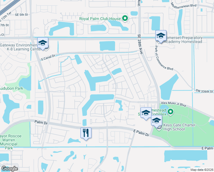 map of restaurants, bars, coffee shops, grocery stores, and more near 1389 Southeast 24th Terrace in Homestead