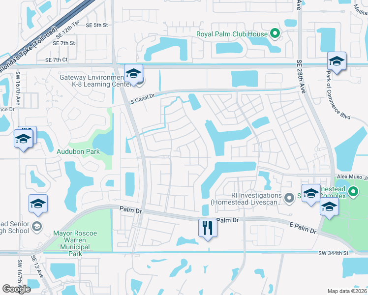 map of restaurants, bars, coffee shops, grocery stores, and more near 2009 Southeast 15th Street in Homestead