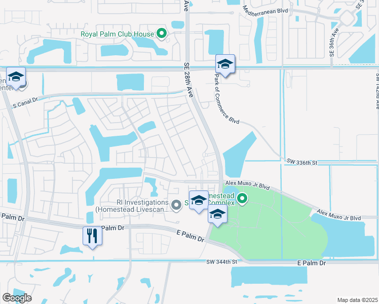 map of restaurants, bars, coffee shops, grocery stores, and more near 2671 Southeast 13th Court in Homestead