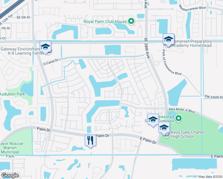 map of restaurants, bars, coffee shops, grocery stores, and more near 1389 Southeast 24th Terrace in Homestead