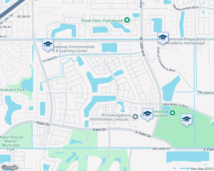 map of restaurants, bars, coffee shops, grocery stores, and more near 2373 Southeast 14 Street in Homestead