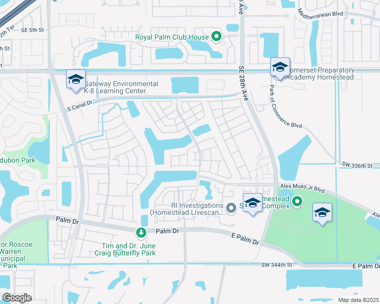 map of restaurants, bars, coffee shops, grocery stores, and more near 1389 Southeast 24th Terrace in Homestead