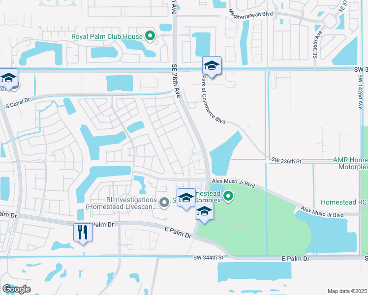 map of restaurants, bars, coffee shops, grocery stores, and more near 2671 Southeast 13th Court in Homestead
