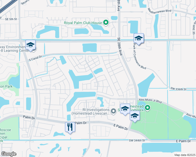 map of restaurants, bars, coffee shops, grocery stores, and more near 2478 Southeast 13th Court in Homestead