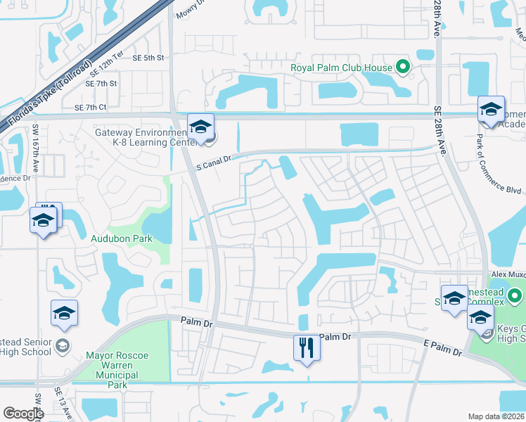 map of restaurants, bars, coffee shops, grocery stores, and more near 2037 Southeast 14 Street in Homestead