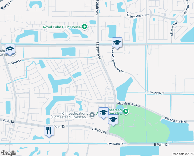 map of restaurants, bars, coffee shops, grocery stores, and more near 2656 Southeast 13th Court in Homestead