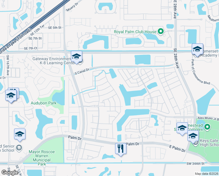 map of restaurants, bars, coffee shops, grocery stores, and more near 2037 Southeast 14 Street in Homestead