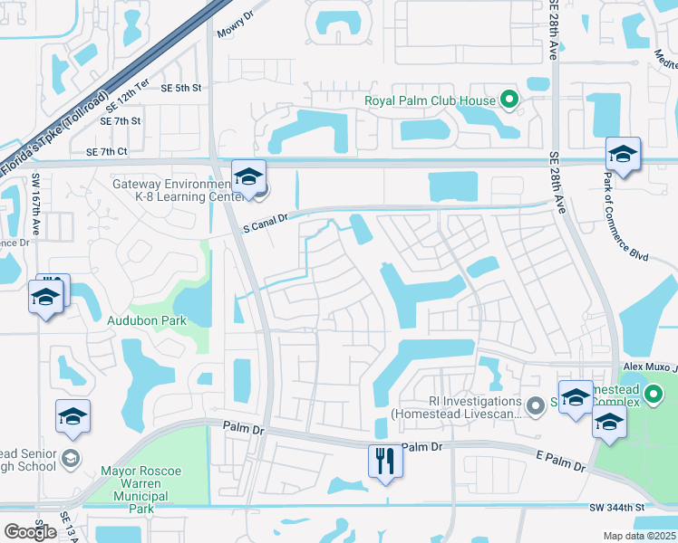 map of restaurants, bars, coffee shops, grocery stores, and more near 2037 Southeast 14 Street in Homestead