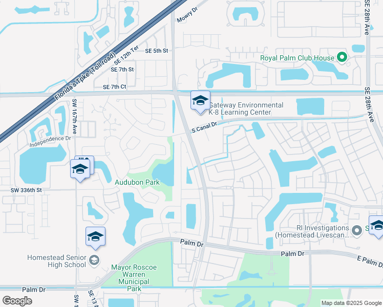map of restaurants, bars, coffee shops, grocery stores, and more near 1301 Southeast 17th Avenue in Homestead