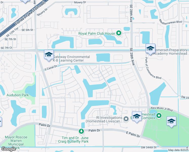 map of restaurants, bars, coffee shops, grocery stores, and more near 2473 Southeast 11th Street in Homestead