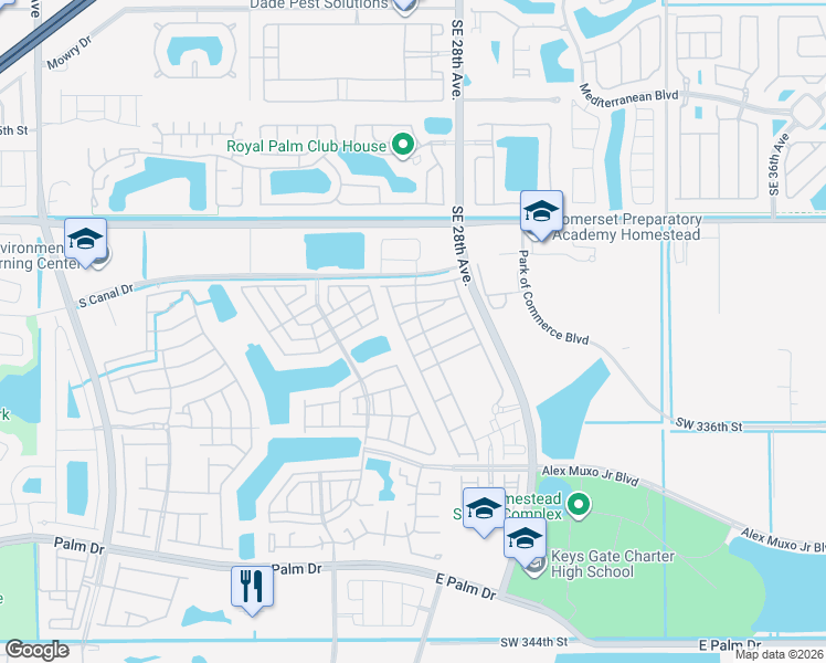 map of restaurants, bars, coffee shops, grocery stores, and more near 2681 Southeast 13th Court in Homestead