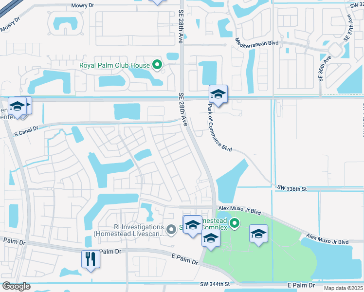map of restaurants, bars, coffee shops, grocery stores, and more near 2681 Southeast 13th Court in Homestead