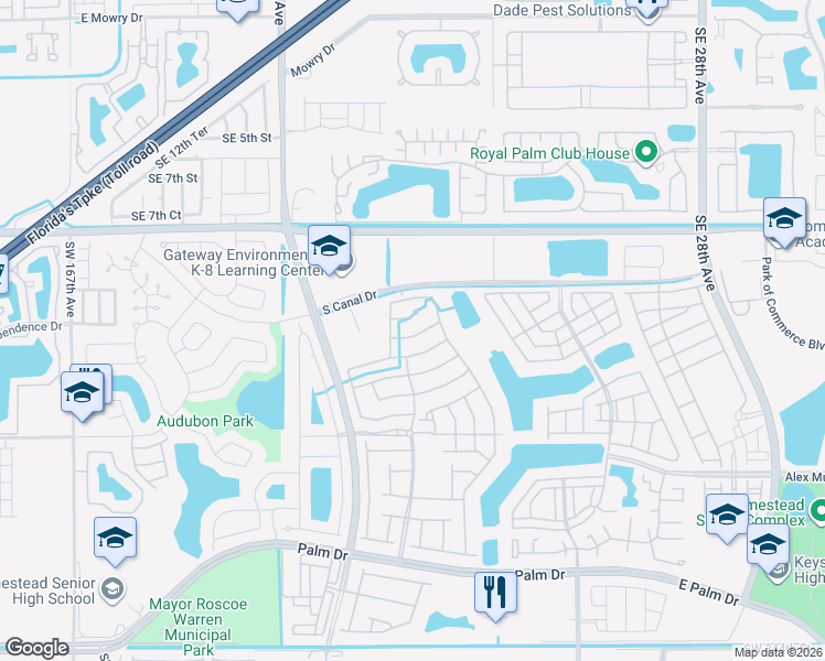 map of restaurants, bars, coffee shops, grocery stores, and more near 2007 Southeast 12th Street in Homestead