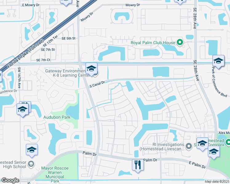map of restaurants, bars, coffee shops, grocery stores, and more near 2007 Southeast 12th Street in Homestead