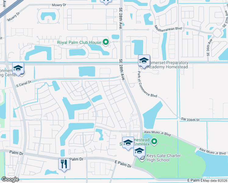 map of restaurants, bars, coffee shops, grocery stores, and more near 2681 Southeast 13th Court in Homestead