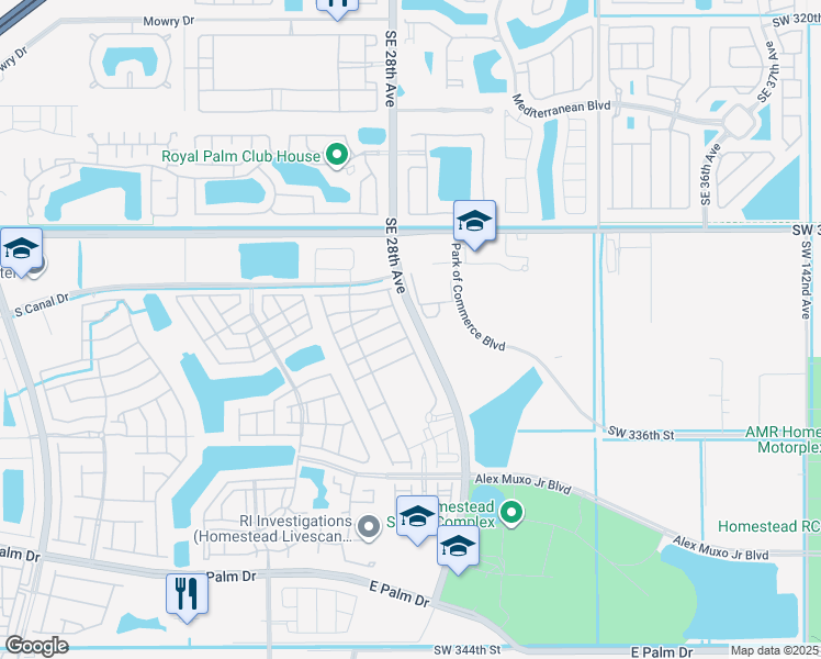 map of restaurants, bars, coffee shops, grocery stores, and more near 2681 Southeast 13th Court in Homestead