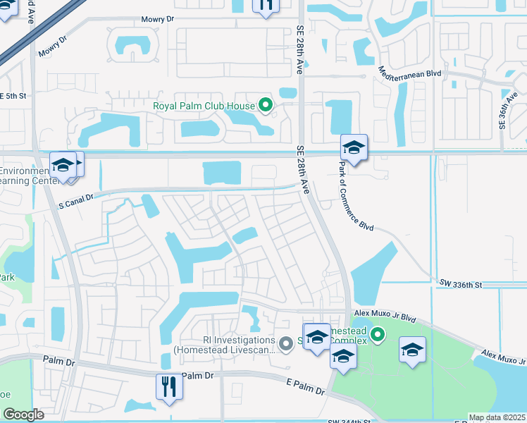 map of restaurants, bars, coffee shops, grocery stores, and more near 1273 Southeast 26th Avenue in Homestead