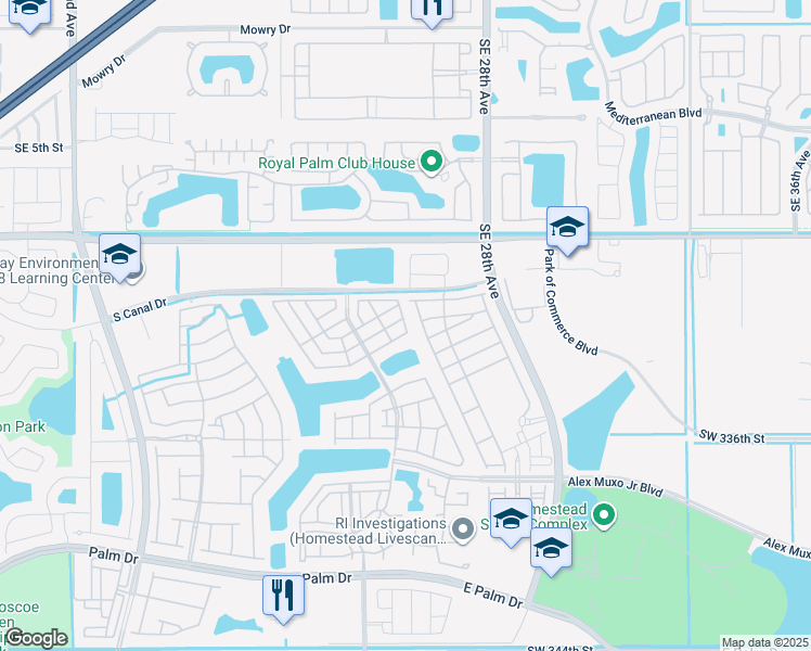 map of restaurants, bars, coffee shops, grocery stores, and more near 1273 Southeast 26th Avenue in Homestead