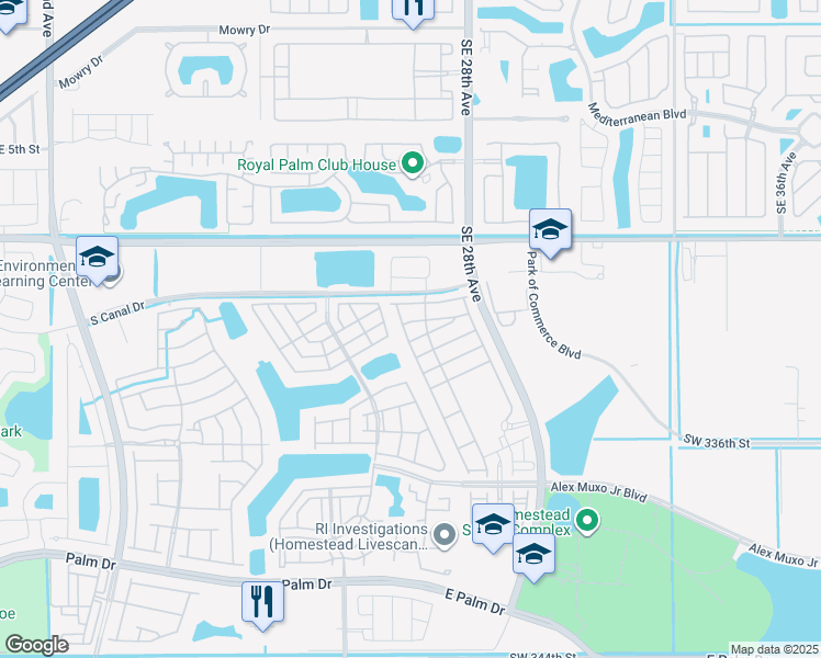 map of restaurants, bars, coffee shops, grocery stores, and more near 1273 Southeast 26th Avenue in Homestead