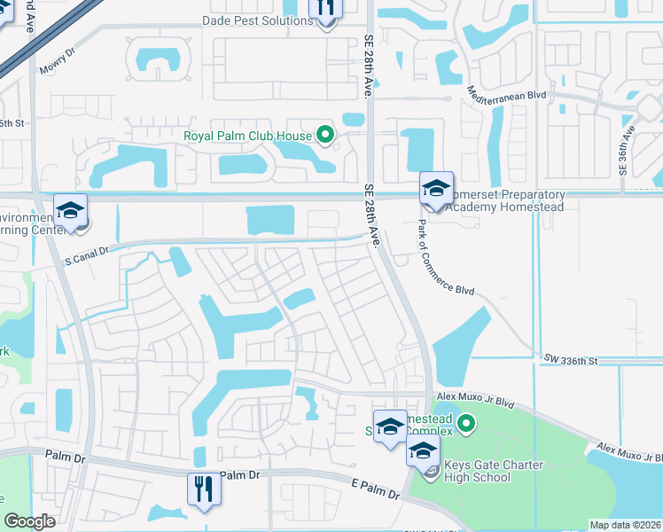 map of restaurants, bars, coffee shops, grocery stores, and more near 2681 Southeast 13th Court in Homestead