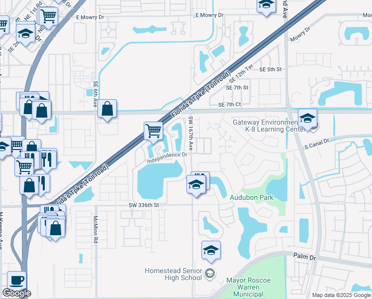 map of restaurants, bars, coffee shops, grocery stores, and more near 1135 North Franklin Avenue in Homestead