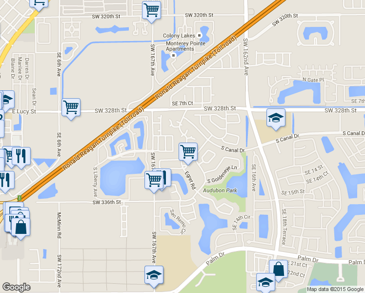 map of restaurants, bars, coffee shops, grocery stores, and more near 1194 Nighthawk Court in Homestead
