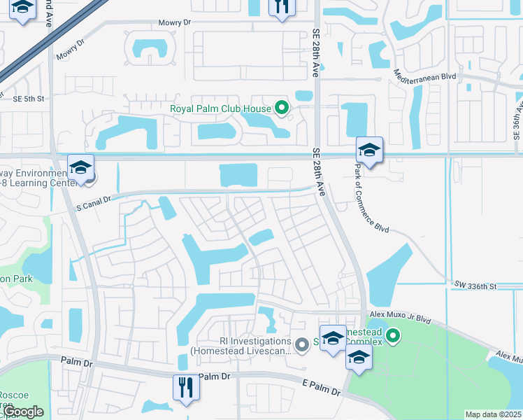 map of restaurants, bars, coffee shops, grocery stores, and more near 1273 Southeast 26th Avenue in Homestead