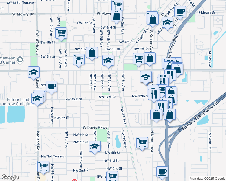 map of restaurants, bars, coffee shops, grocery stores, and more near 440 Northwest 13th Street in Florida City