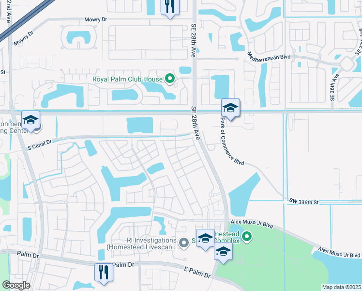map of restaurants, bars, coffee shops, grocery stores, and more near 2681 Southeast 13th Court in Homestead